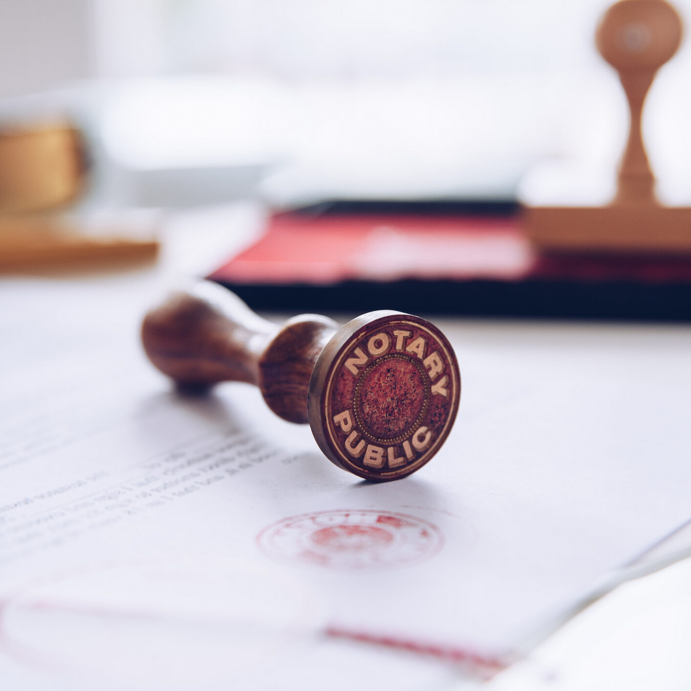 Notary stamp on a valid document. Public document.